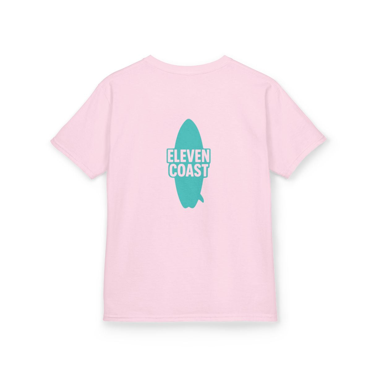 Kids Mint Aqua Surfboard T-Shirt #en:color_light-pink,fr:couleur_rose-clair