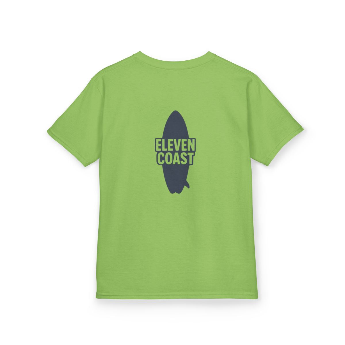Kids Navy Surfboard Tee Shirt #en:color_lime,fr:couleur_citron-vert