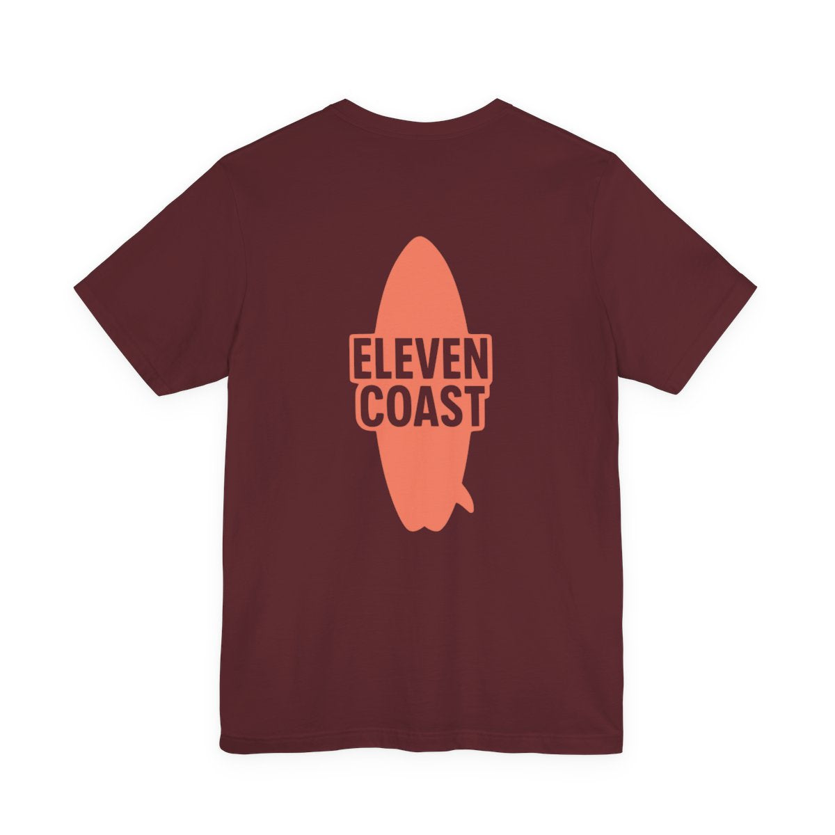 Orange Surfboard Graphic T-Shirt Men #en:color_maroon,fr:couleur_bordeaux