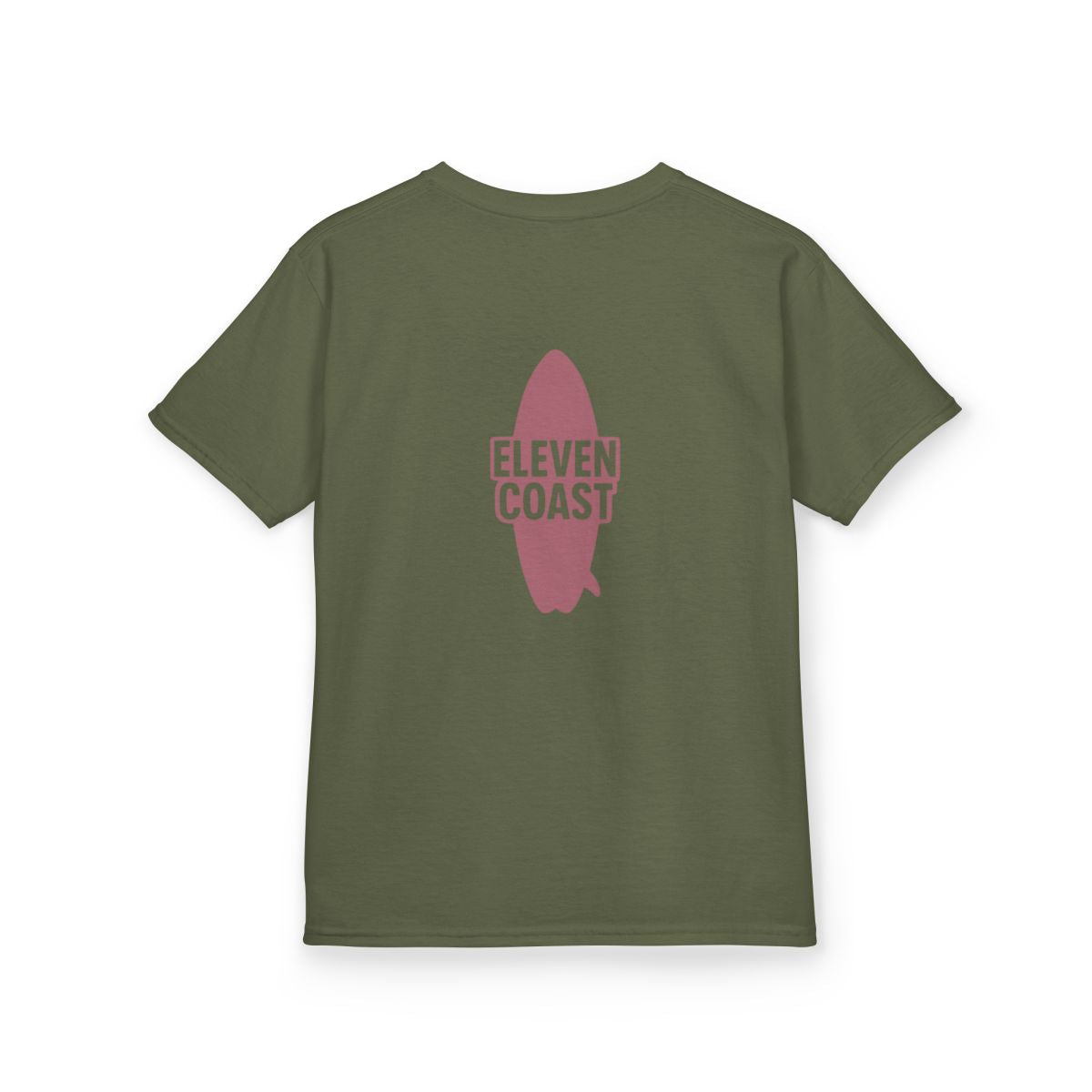Kids Red Surfboard Tee Bold Design #en:color_military-green,fr:couleur_vert-militaire