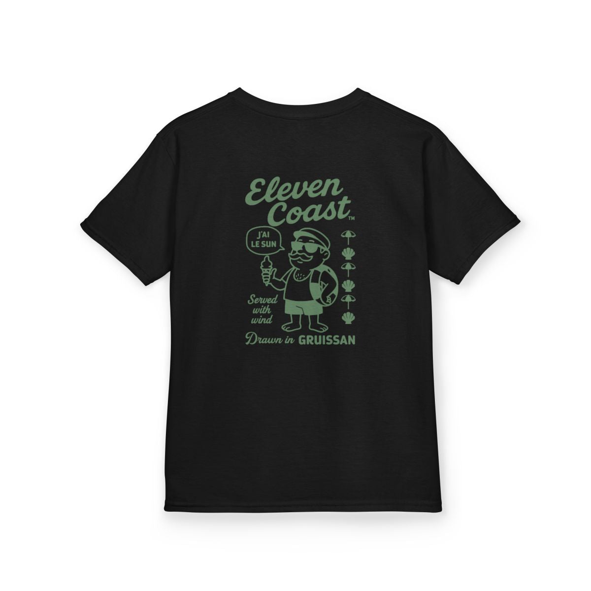 Kids Ice Cream Tee Green Character #en:color_black,fr:couleur_noir