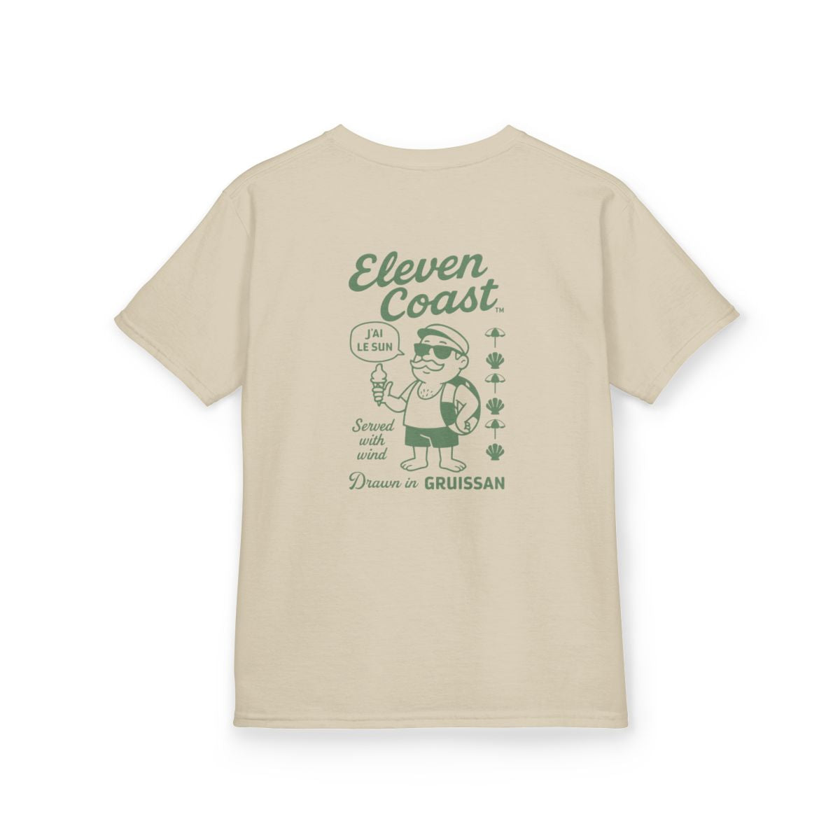 Kids Ice Cream Tee Green Character #en:color_sand,fr:couleur_sable