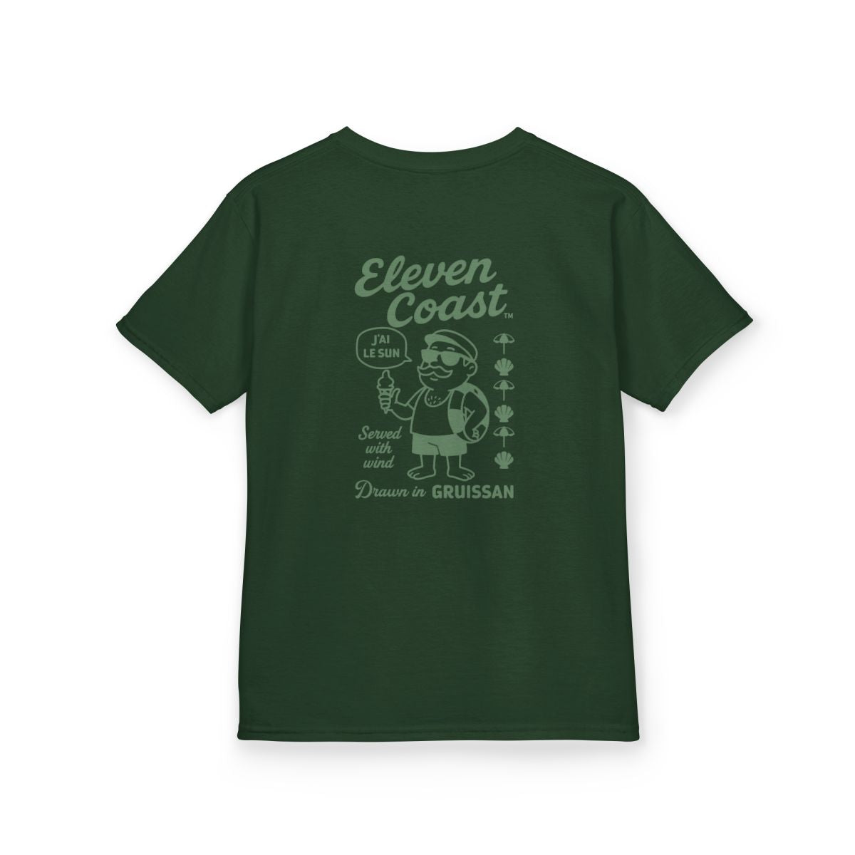 Kids Ice Cream Tee Green Character #en:color_forest-green,fr:couleur_vert-foret