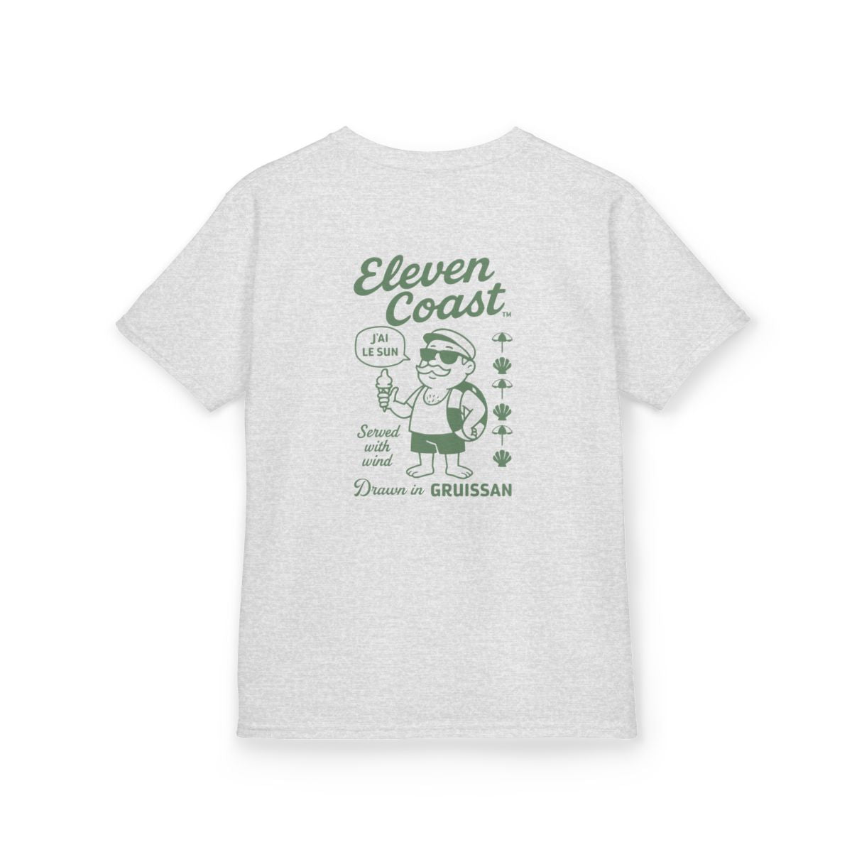 Kids Ice Cream Tee Green Character #en:color_ash,fr:couleur_cendre