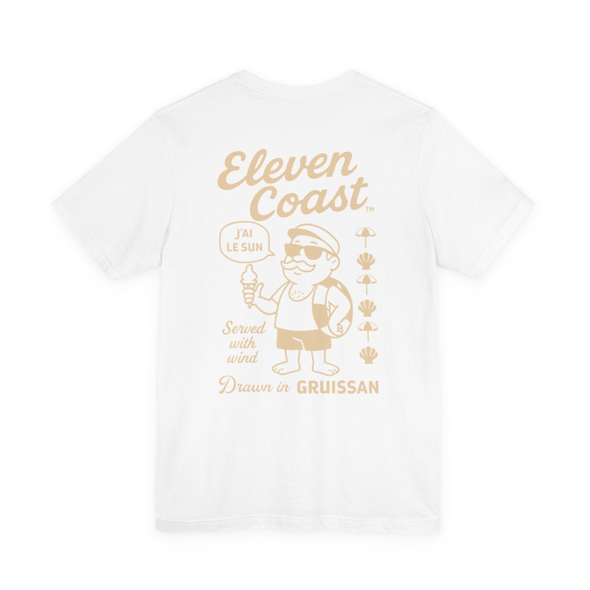 Men's Playful Sand Beige T-Shirt Gruissan #en:color_white,fr:couleur_blanc