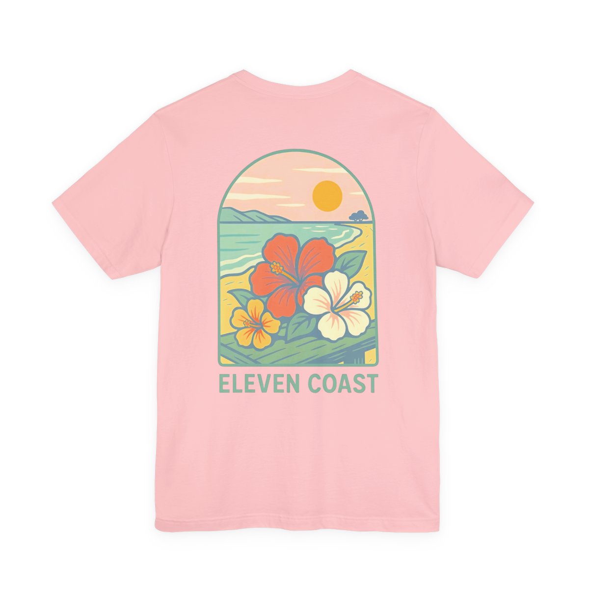 Men's Hibiscus T-Shirt Dawn Breeze Green #en:color_pink,fr:couleur_rose