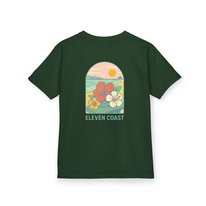 Kids Tropical Hibiscus Tee Green 