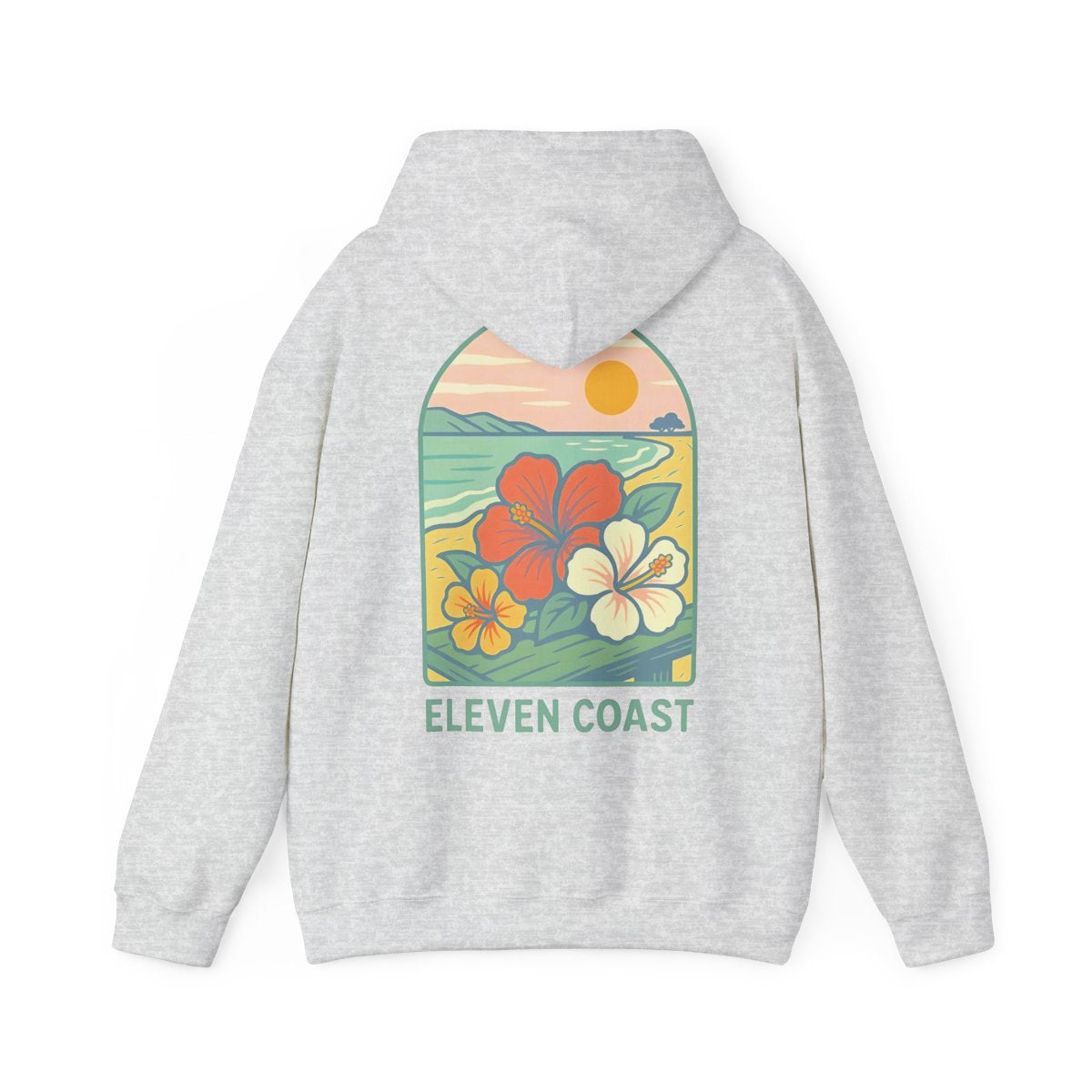 Men's Tropical Hibiscus Hoodie Dawn Green #en:color_ash,fr:couleur_cendre