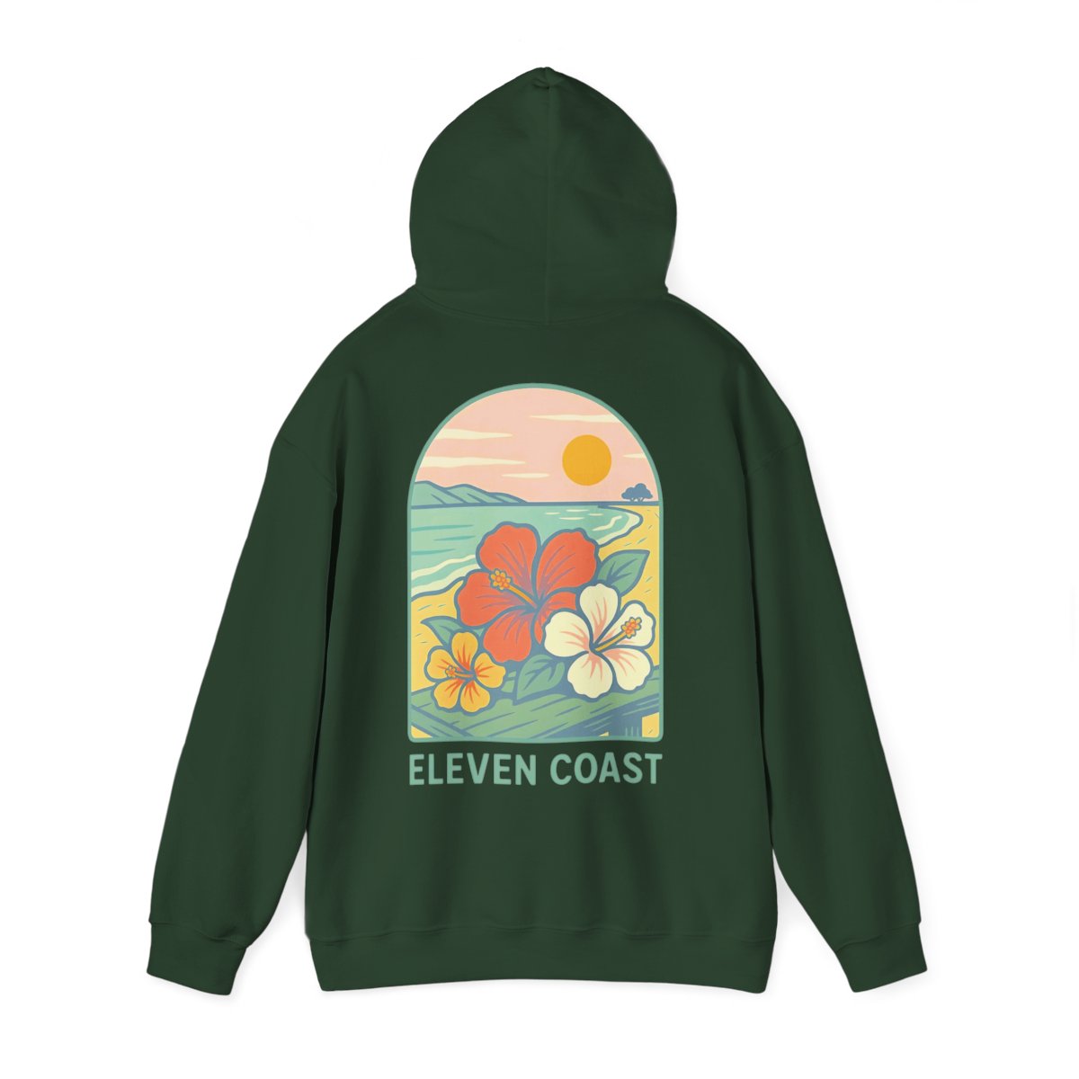 Men's Tropical Hibiscus Hoodie Dawn Green 