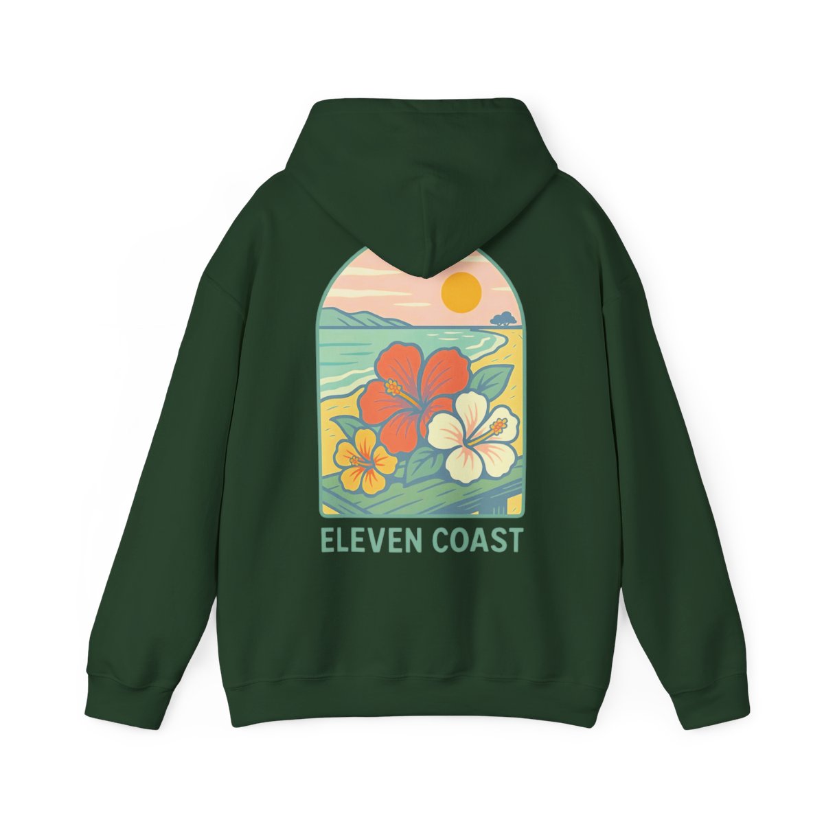 Men's Tropical Hibiscus Hoodie Dawn Green 