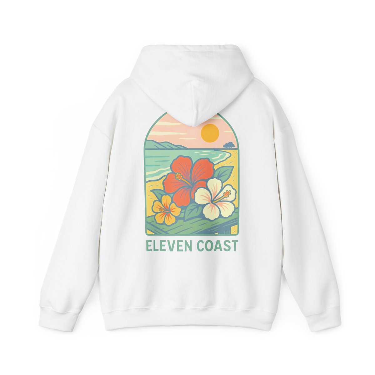Men's Tropical Hibiscus Hoodie Dawn Green #en:color_white,fr:couleur_blanc