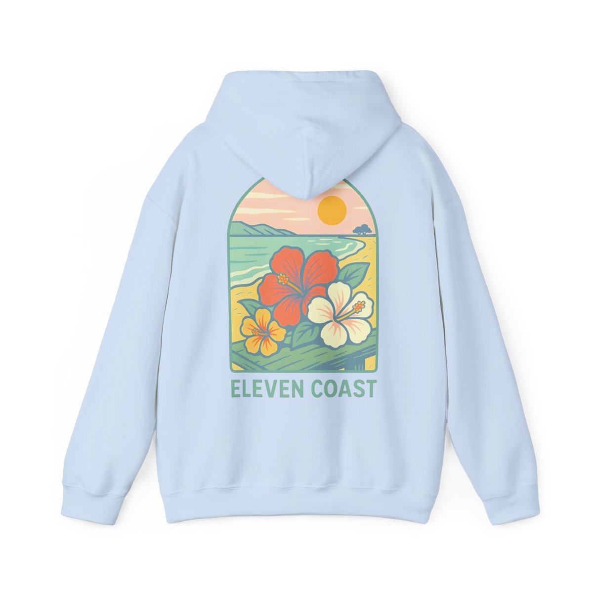 Hibiscus Hoodie For Women Dawn Green #en:color_light-blue,fr:couleur_bleu-clair