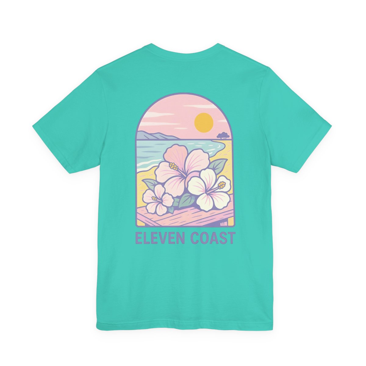 Men's Hibiscus T-Shirt Dawn Lavender #en:color_teal,fr:couleur_turquoise