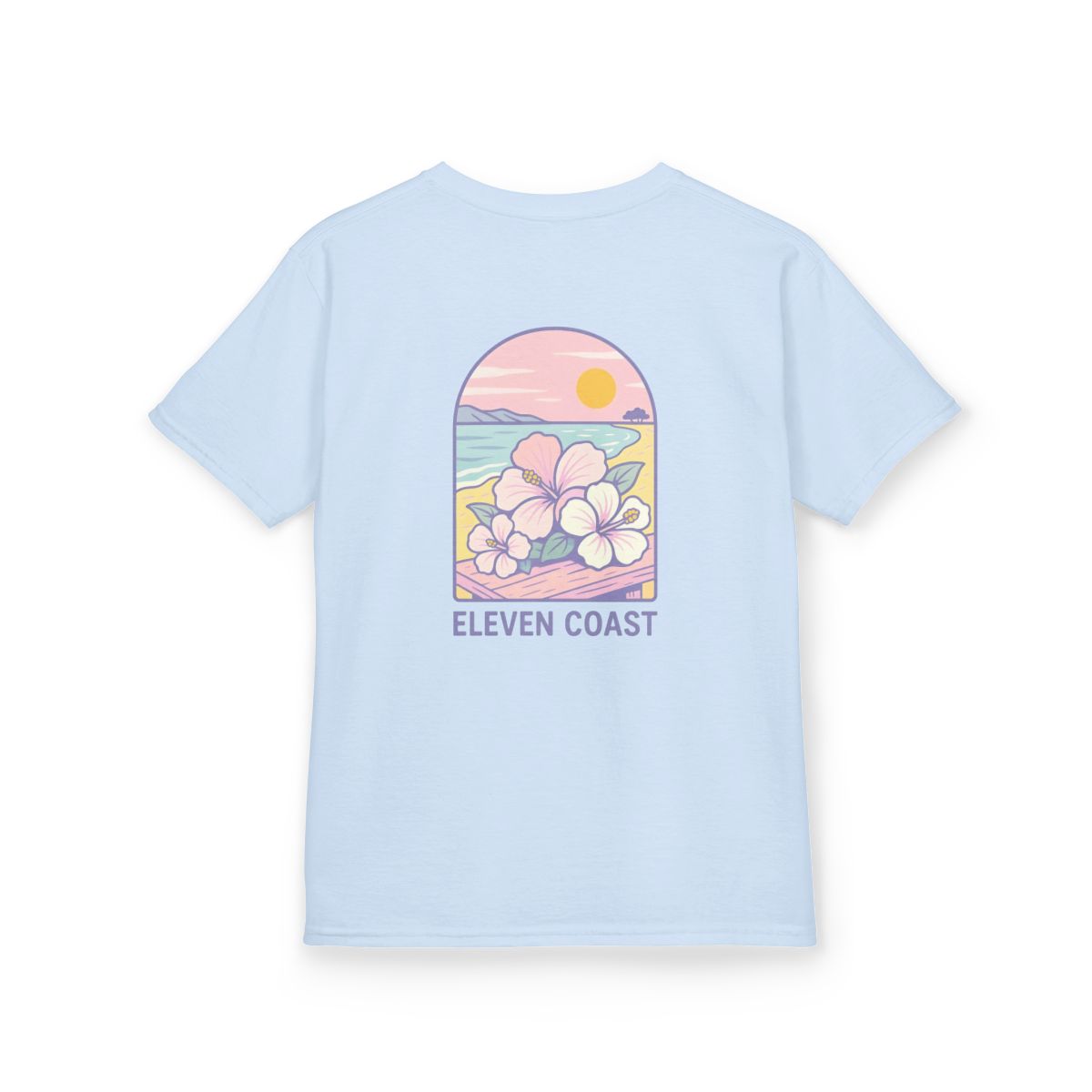 Kids Tropical Hibiscus Tee Lavender #en:color_light-blue,fr:couleur_bleu-clair