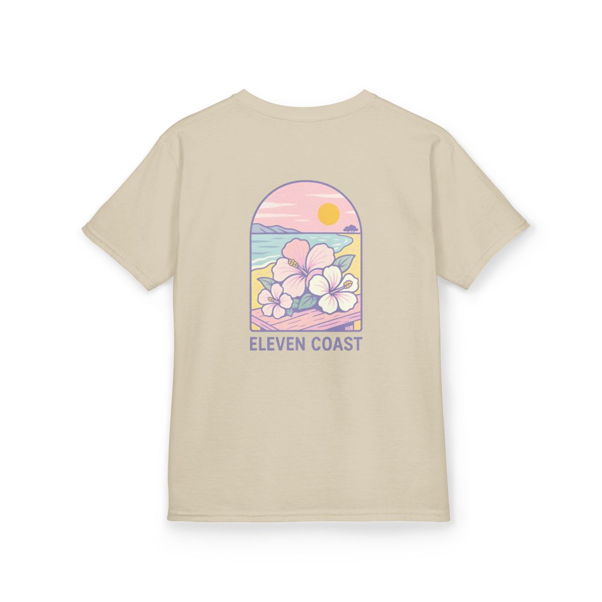 Kids Tropical Hibiscus Tee Lavender #en:color_sand,fr:couleur_sable