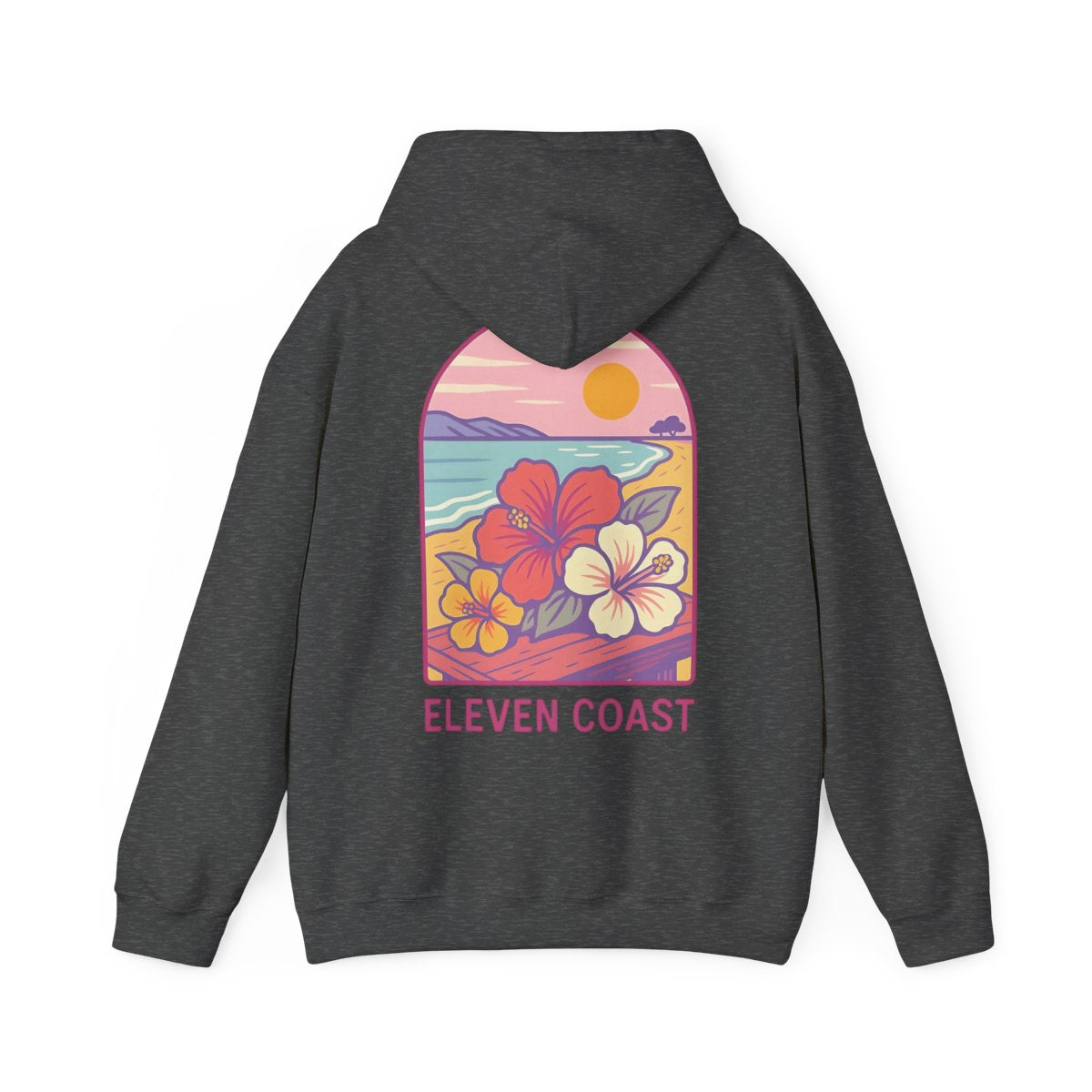 Hibiscus Hoodie Pink Women Cozy Wear #en:color_dark-heather,fr:couleur_chine-fonce