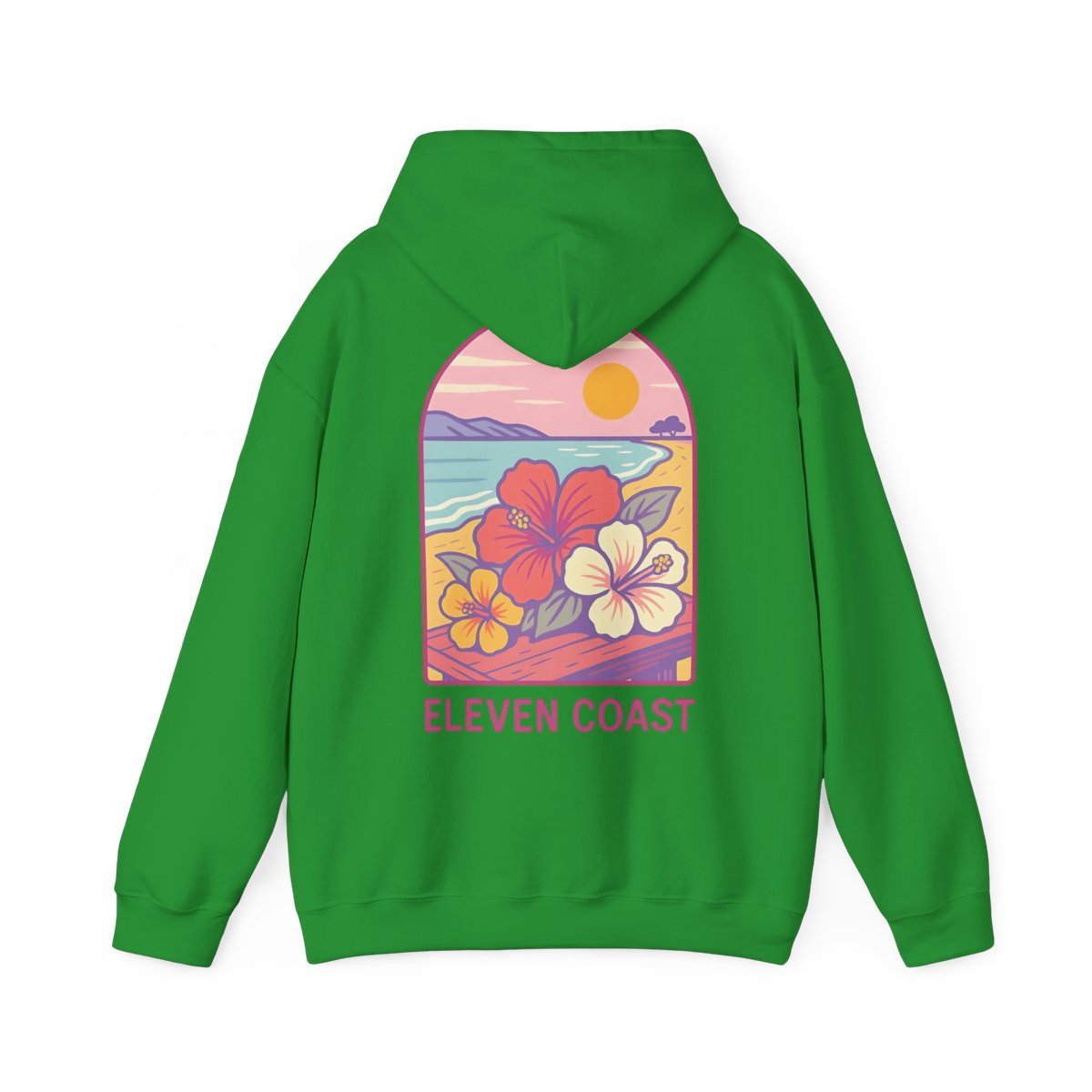 Hibiscus Hoodie Pink Women Cozy Wear #en:color_irish-green,fr:couleur_vert-irlandais
