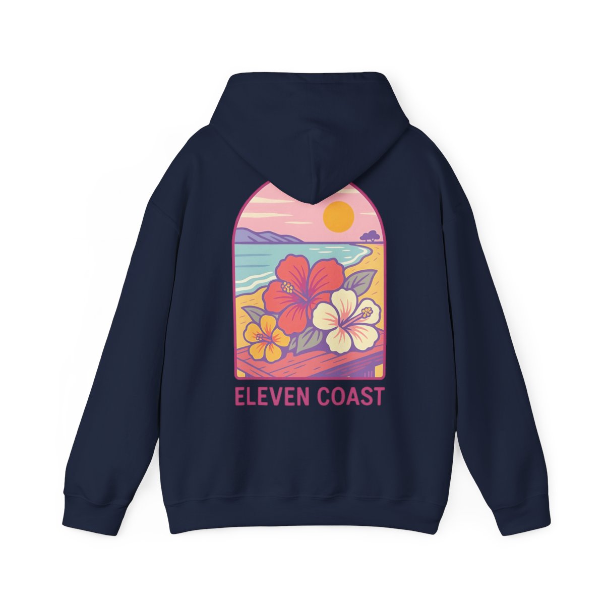 Hibiscus Hoodie Pink Women Cozy Wear #en:color_navy,fr:couleur_bleu-marine
