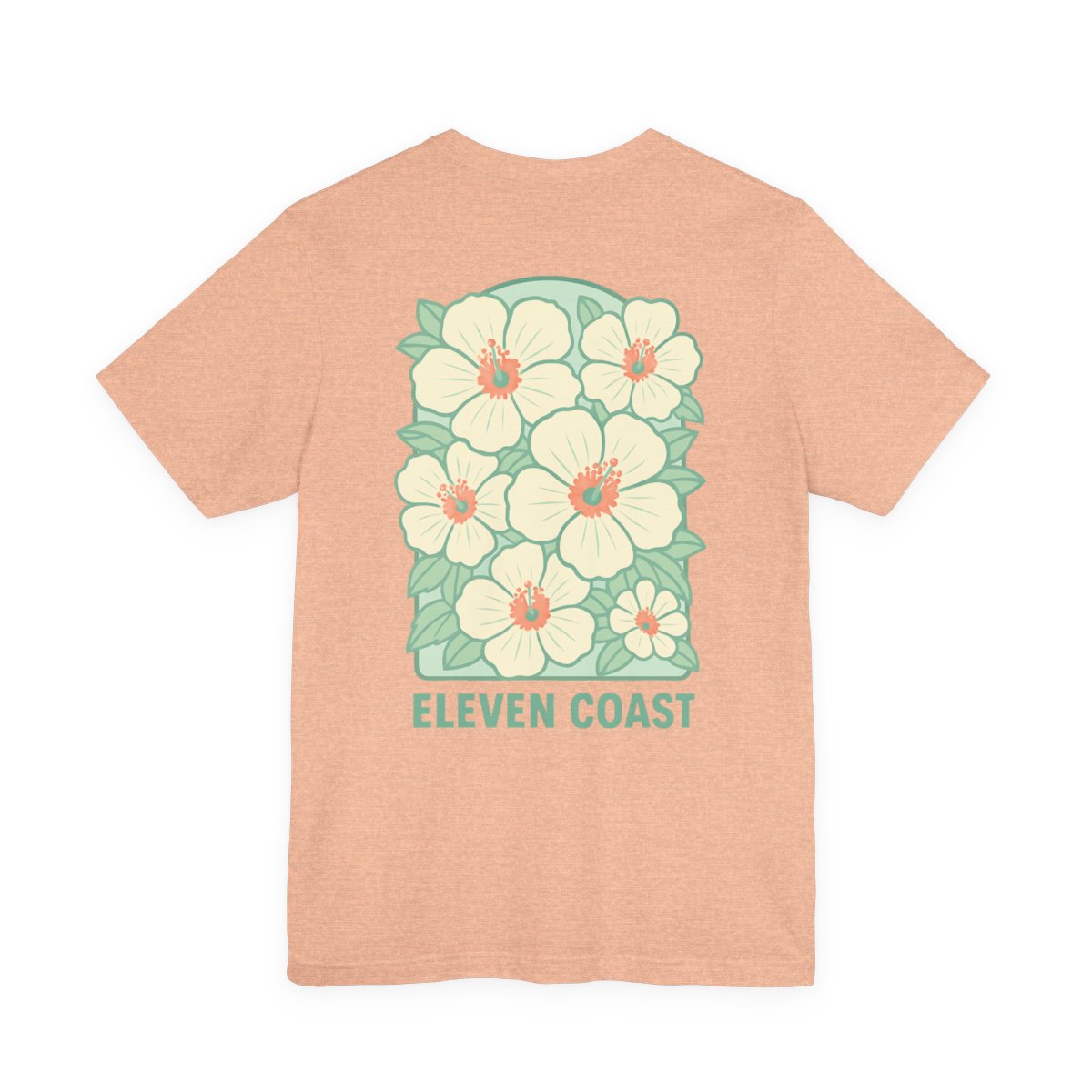 T Shirt For Men Fashion Floral Design Green #en:color_heather-peach,fr:couleur_peche-chine