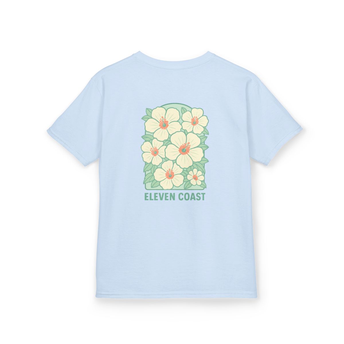 Kids T-Shirts Hibiscus Floral Tee Green #en:color_light-blue,fr:couleur_bleu-clair