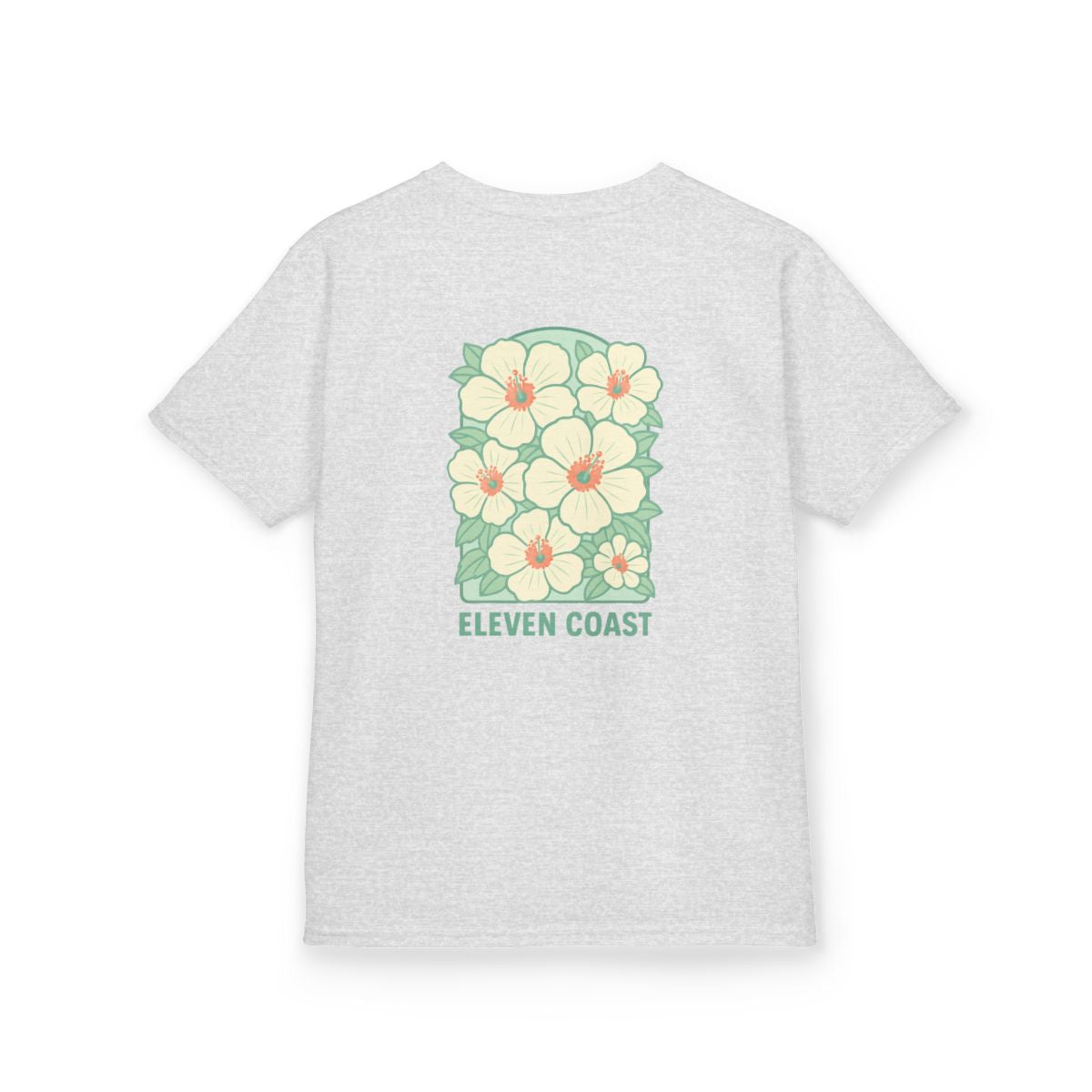 Kids T-Shirts Hibiscus Floral Tee Green #en:color_ash,fr:couleur_cendre