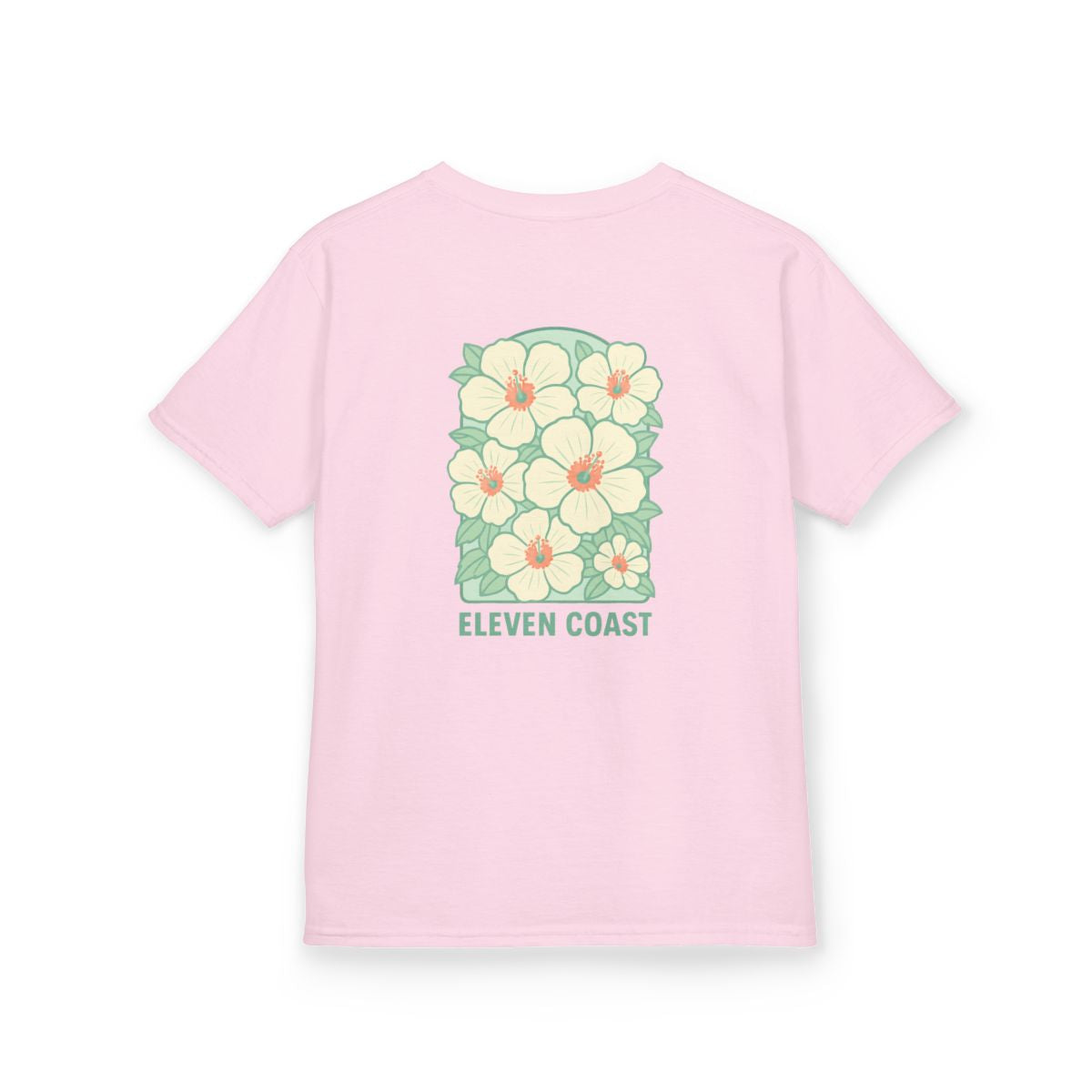 Kids T-Shirts Hibiscus Floral Tee Green #en:color_light-pink,fr:couleur_rose-clair
