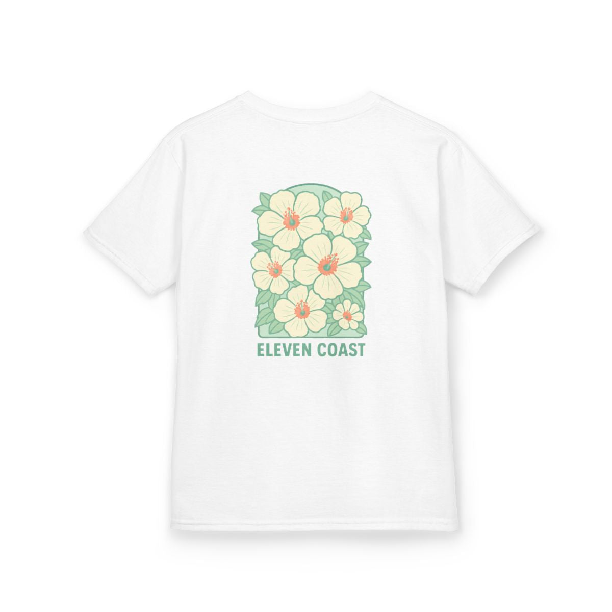 Kids T-Shirts Hibiscus Floral Tee Green #en:color_white,fr:couleur_blanc