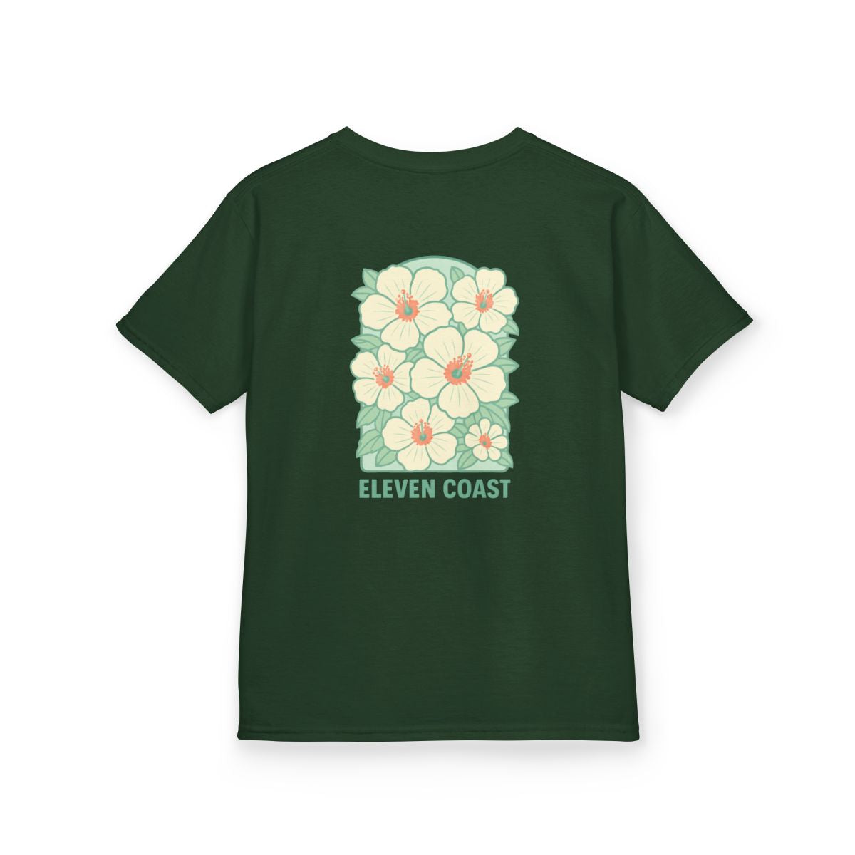 Kids T-Shirts Hibiscus Floral Tee Green 