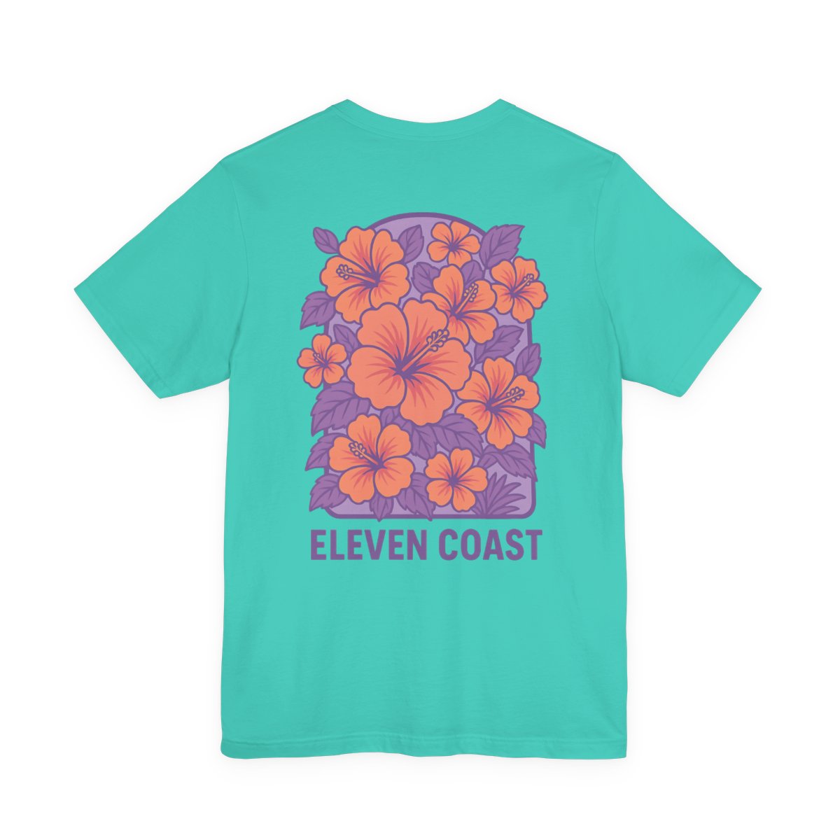 T Shirt For Men Casual Hibiscus Floral Lavender #en:color_teal,fr:couleur_turquoise