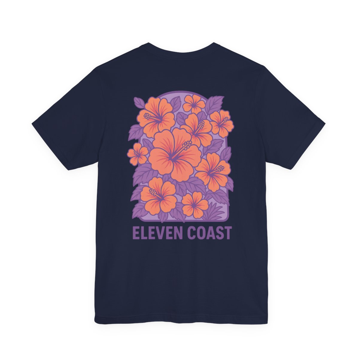 T Shirt For Men Casual Hibiscus Floral Lavender #en:color_navy,fr:couleur_bleu-marine