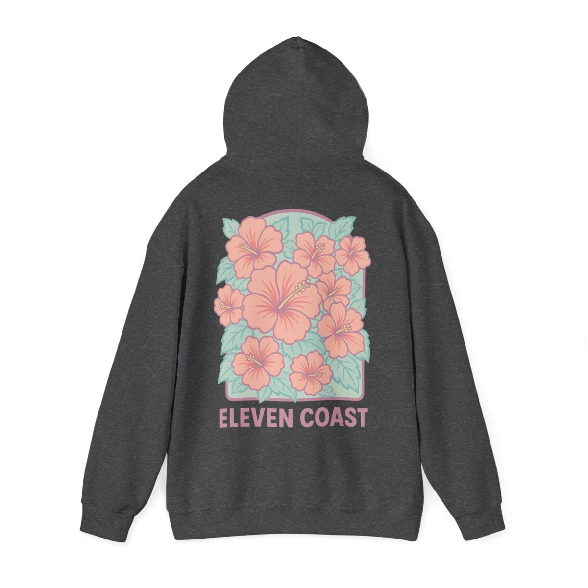 Hibiscus Floral Pink Hoodie For Men #en:color_dark-heather,fr:couleur_chiné-foncé