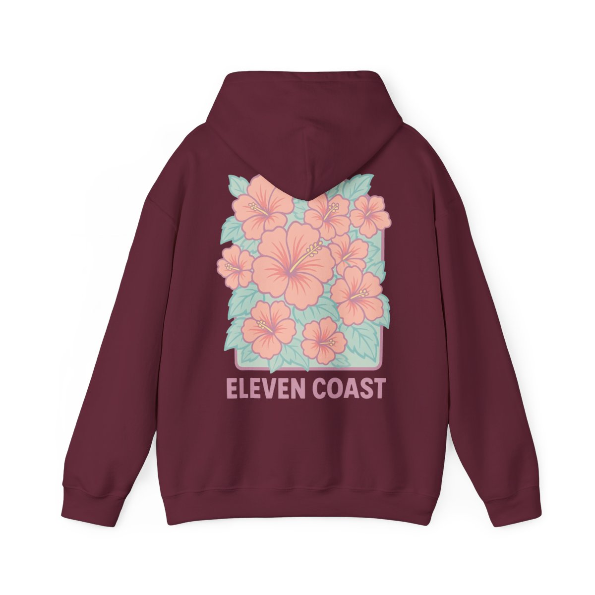 Hibiscus Floral Pink Hoodie For Men #en:color_maroon,fr:couleur_bordeaux