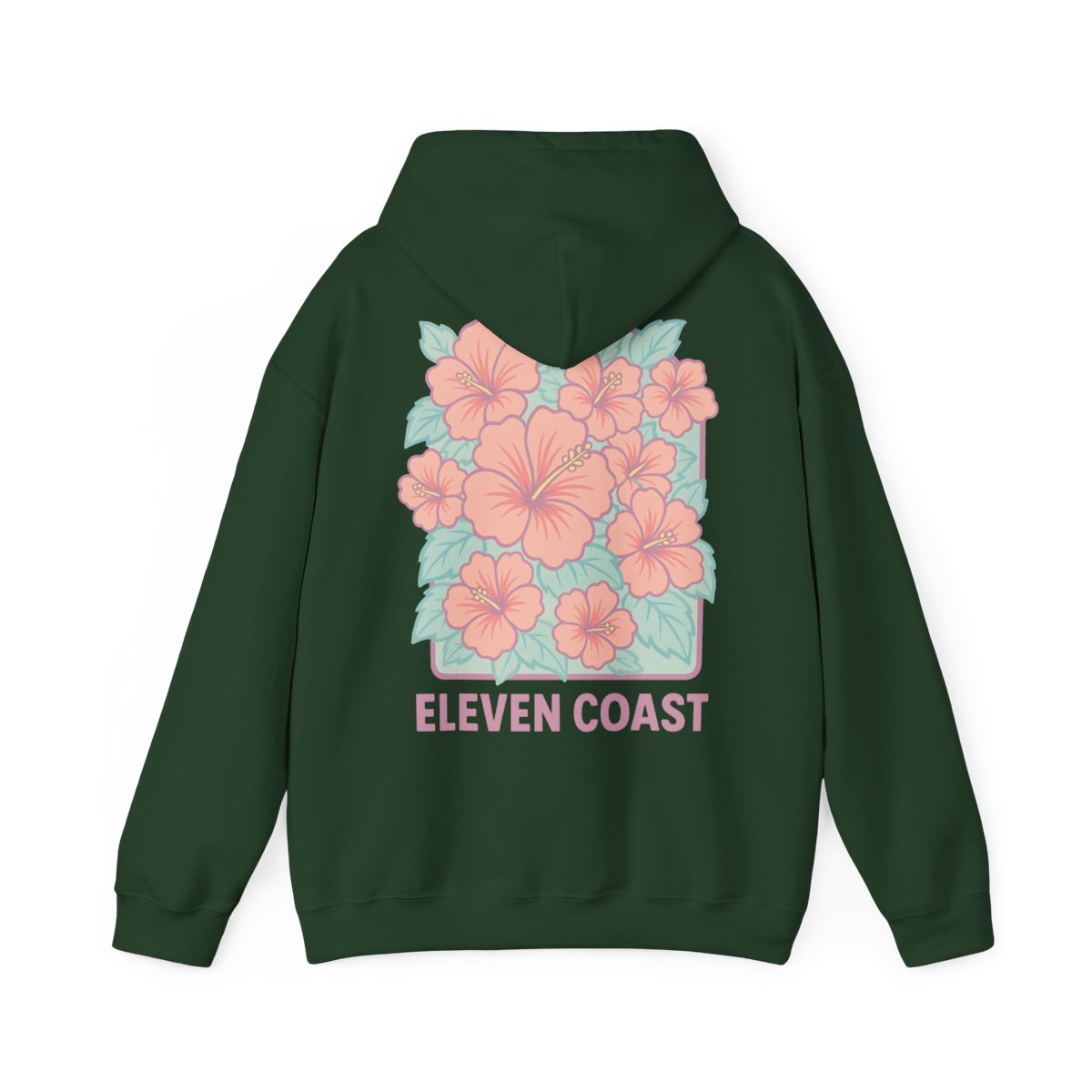 Hibiscus Floral Pink Hoodie For Men #en:color_forest-green,fr:couleur_vert-forêt