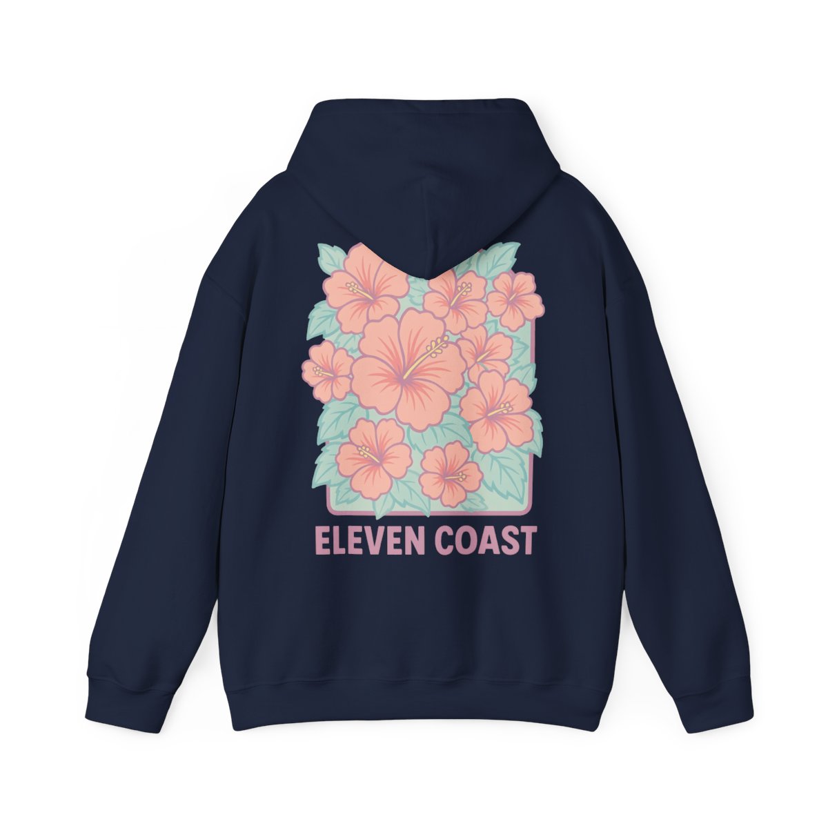 Hibiscus Floral Pink Hoodie For Men #en:color_navy,fr:couleur_marine