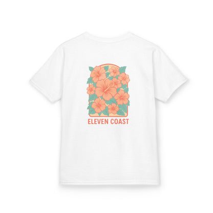Kids Floral Tee Orange Hibiscus Design 