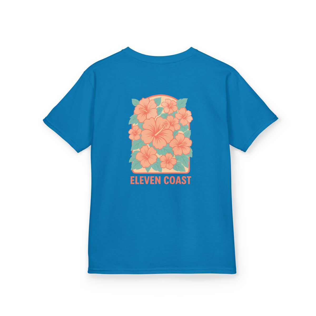 Kids Floral Tee Orange Hibiscus Design 