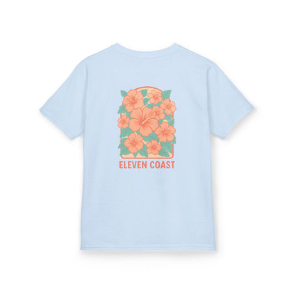 Kids Floral Tee Orange Hibiscus Design 