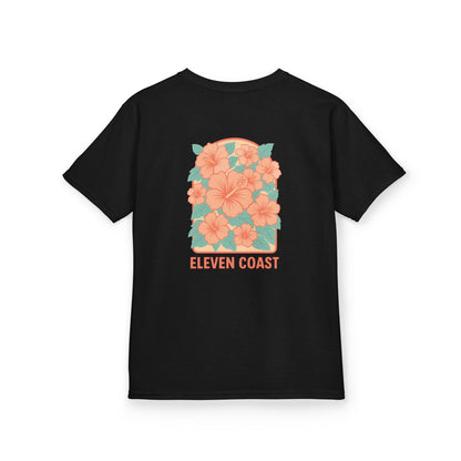 Kids Floral Tee Orange Hibiscus Design 