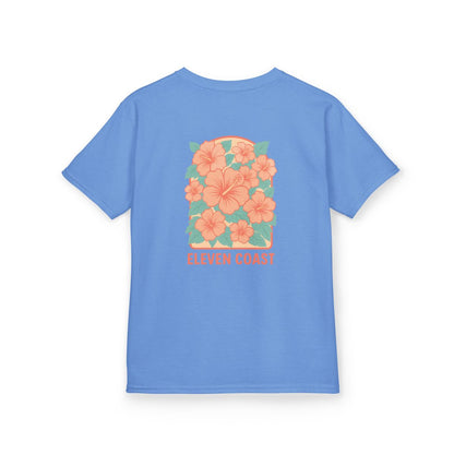 Kids Floral Tee Orange Hibiscus Design 
