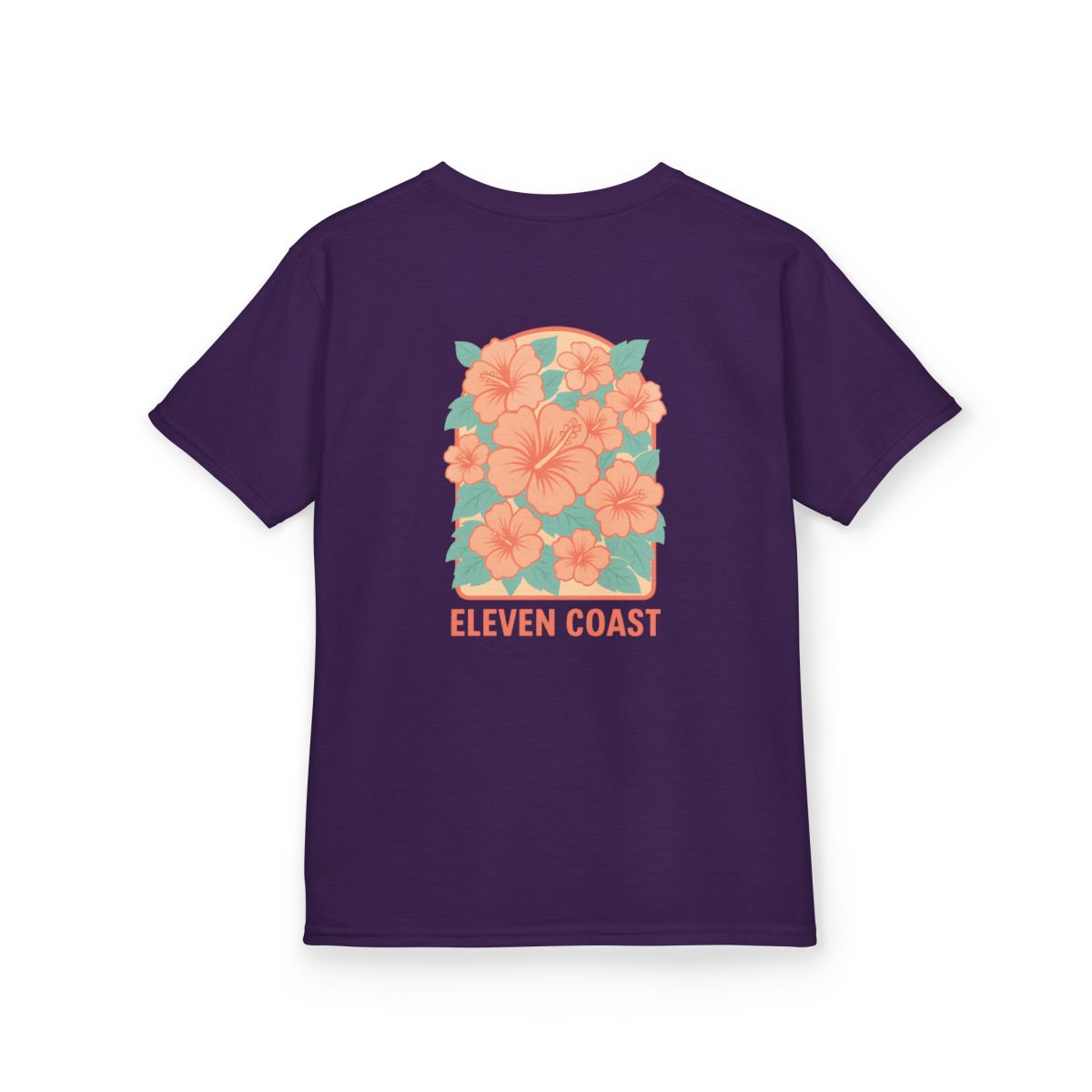 Kids Floral Tee Orange Hibiscus Design 