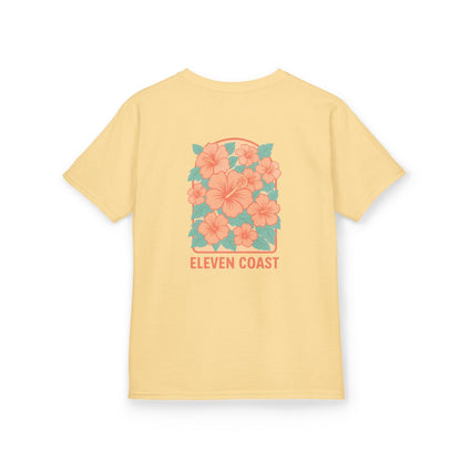 Kids Floral Tee Orange Hibiscus Design 