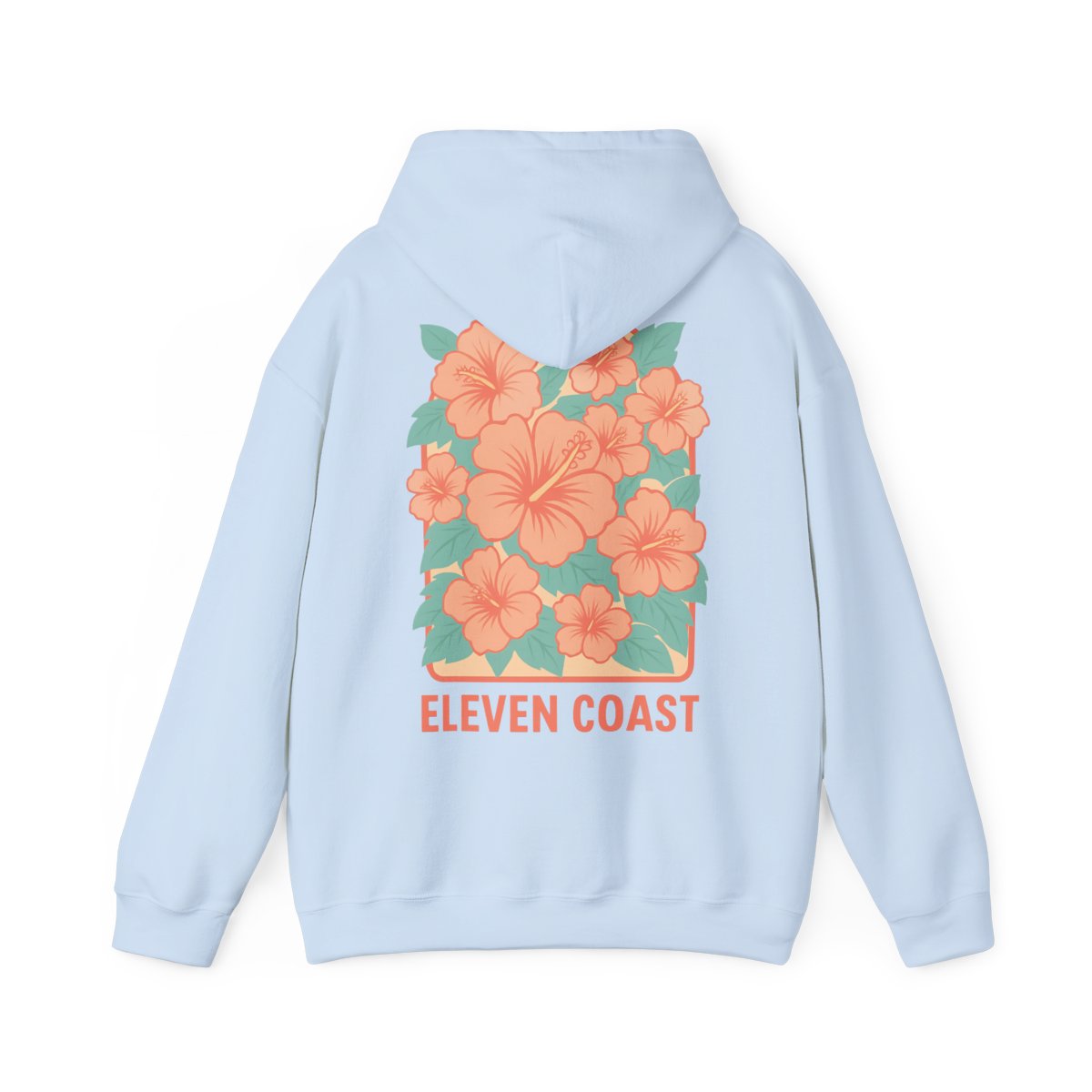 Orange Floral Hoodie For Women #en:color_light-blue,fr:couleur_bleu-clair