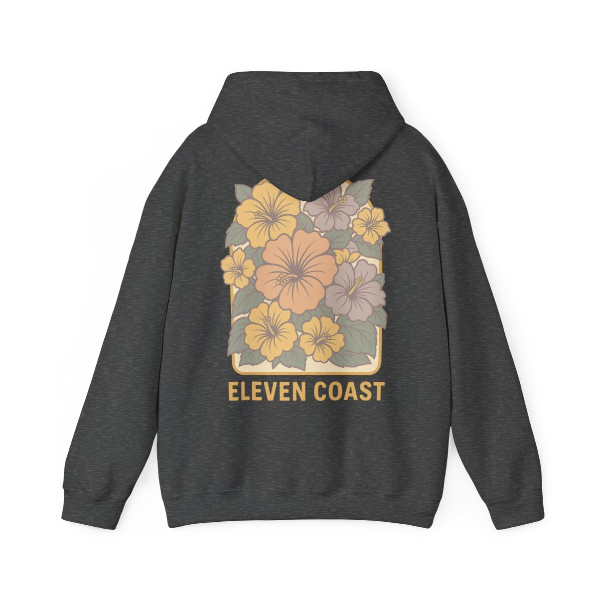 Floral Hibiscus Lemon Zest Hoodie Women #en:color_dark-heather,fr:couleur_chiné-foncé