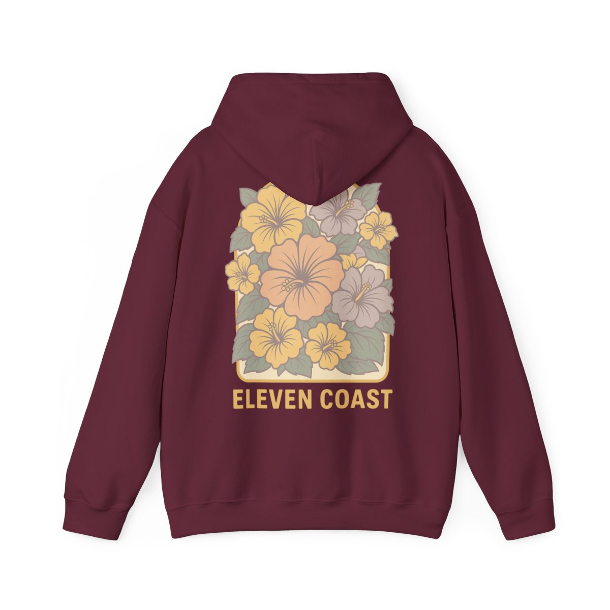 Floral Hibiscus Lemon Zest Hoodie Women #en:color_maroon,fr:couleur_bordeaux