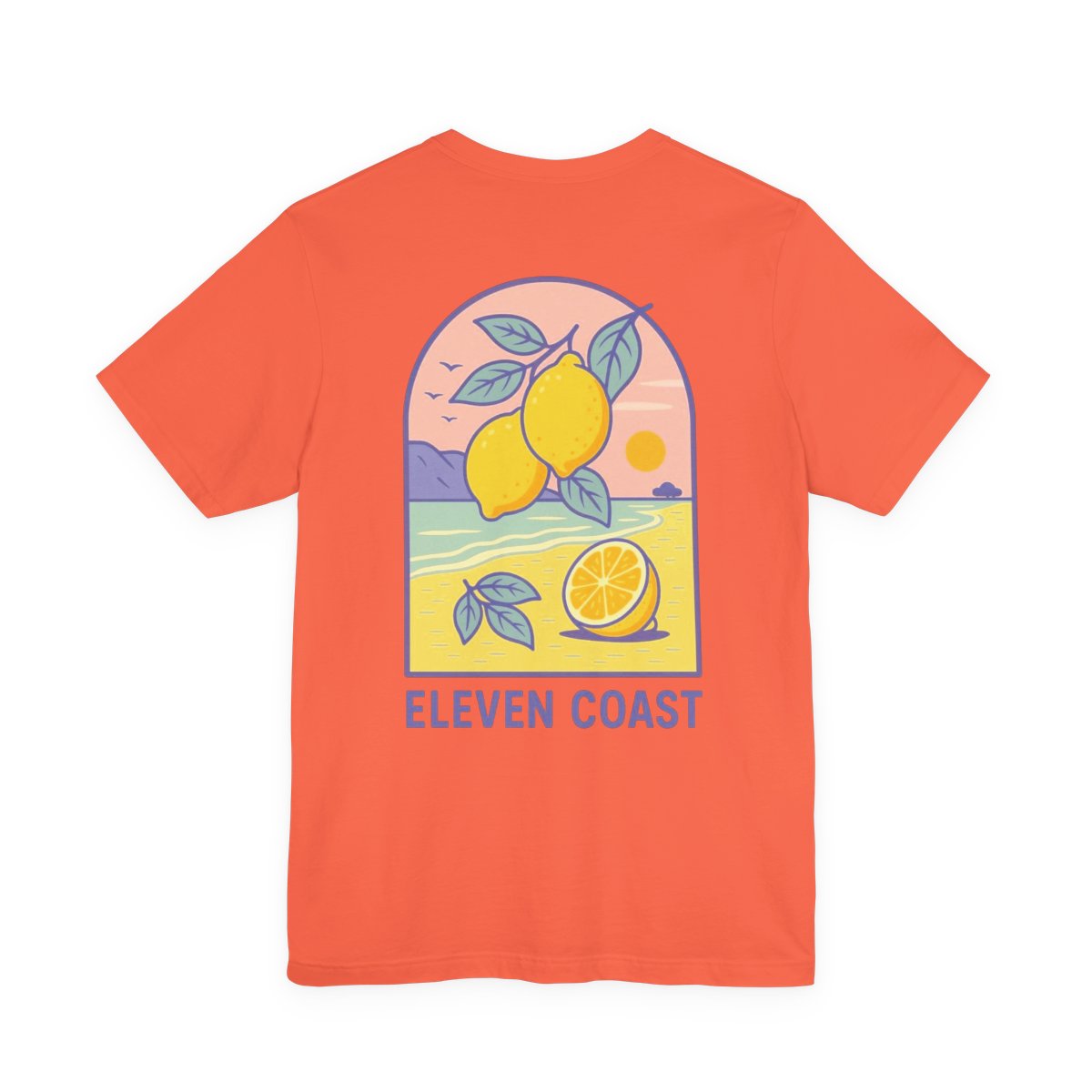 Lemon Beach Scene T-Shirt For Men #en:color_coral,fr:couleur_corail