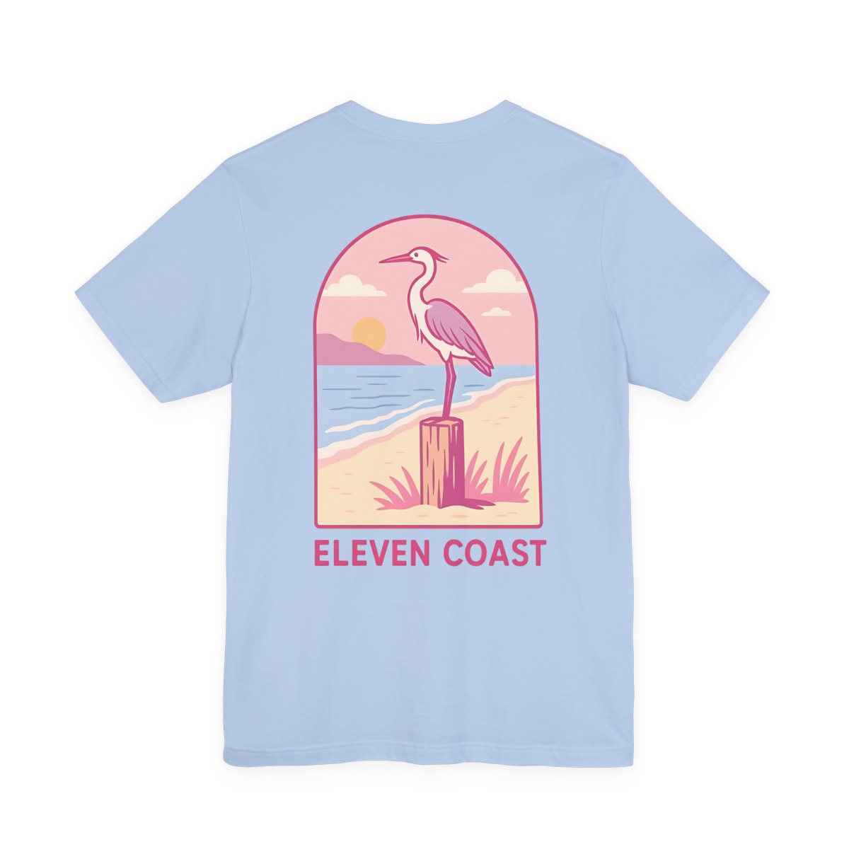 Heron Sunset T-Shirt For Men Pink #en:color_baby-blue,fr:couleur_baby-blue