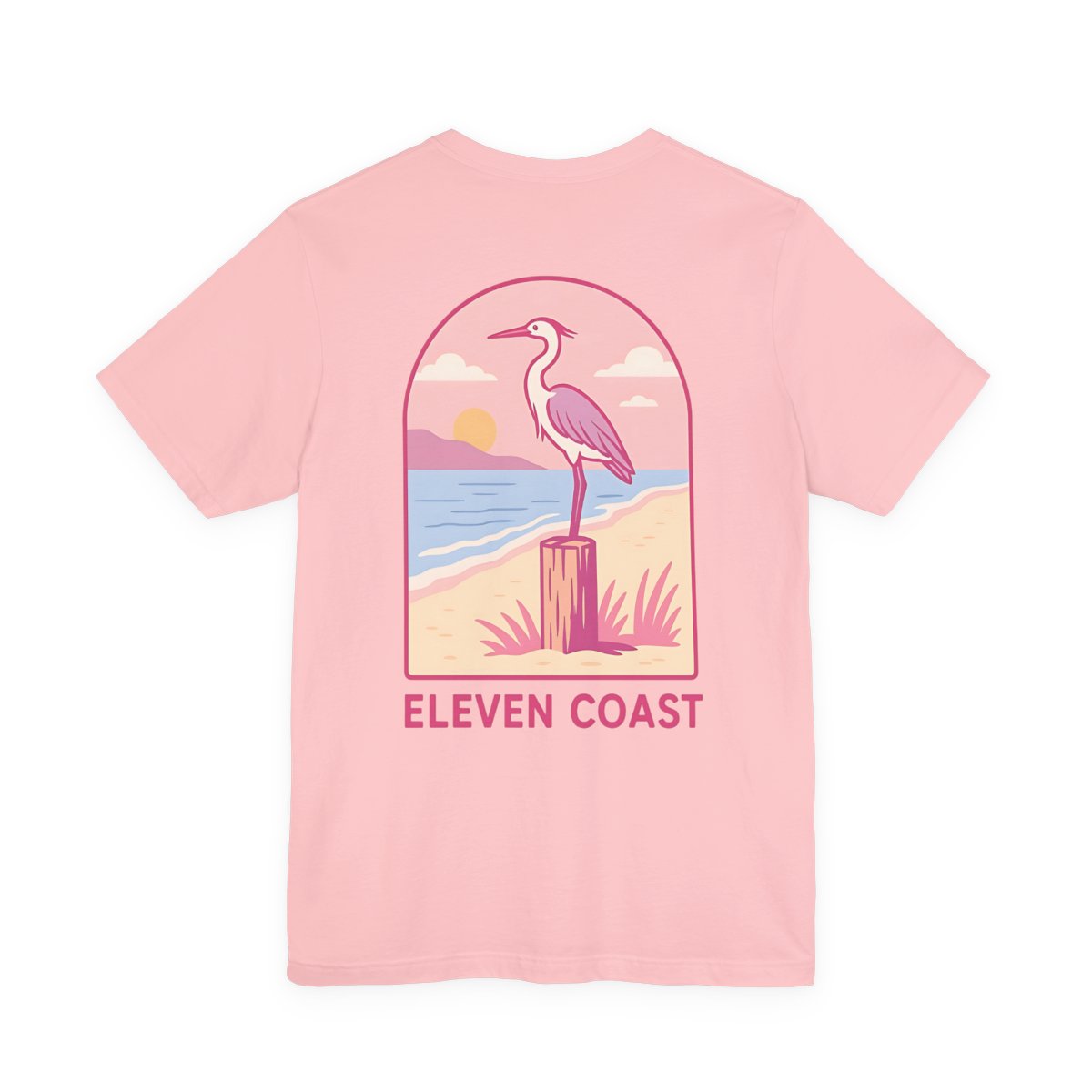 Heron Sunset T-Shirt For Men Pink #en:color_pink,fr:couleur_rose