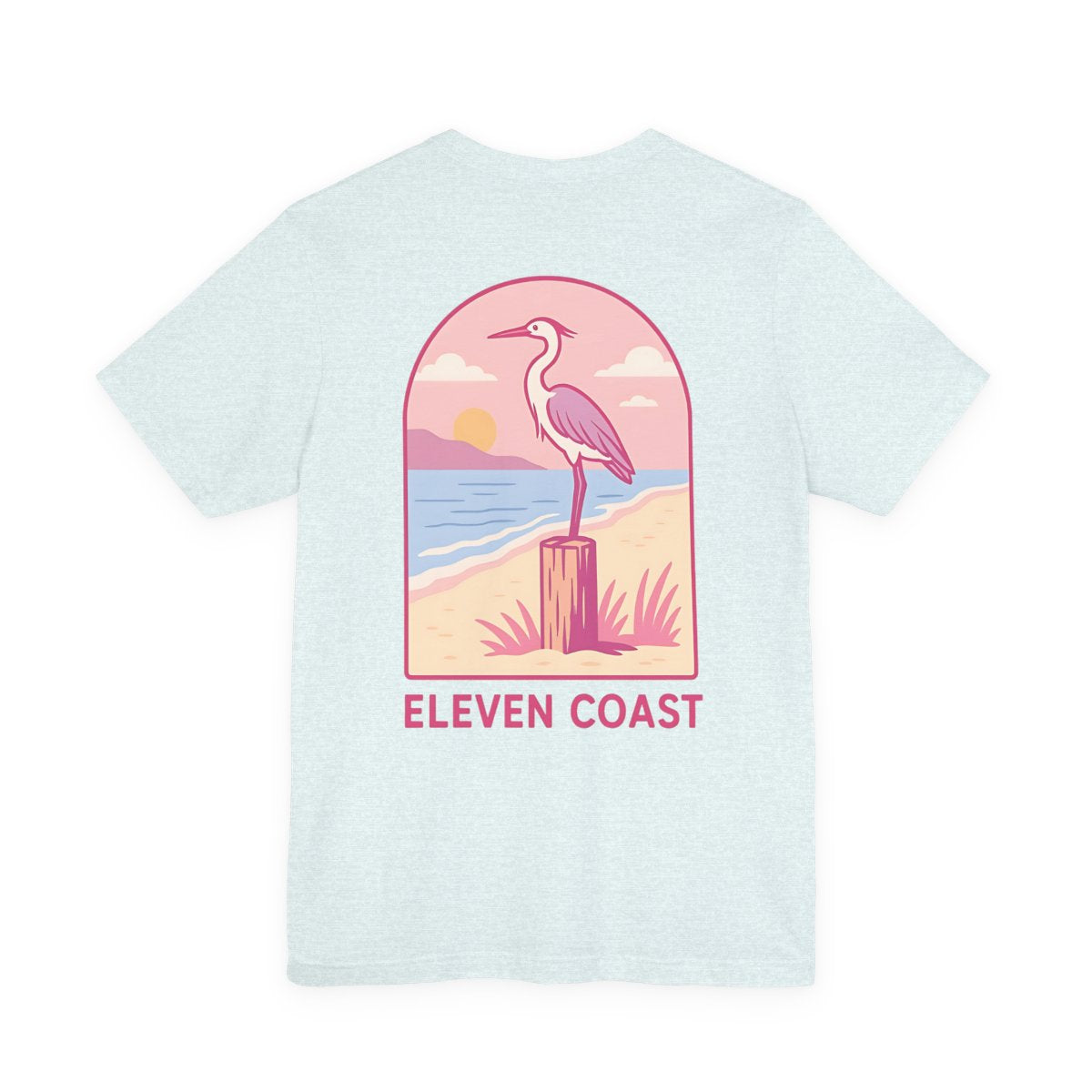 Heron Sunset T-Shirt For Men Pink #en:color_heather-ice-blue,fr:couleur_bleu-glacier-chine