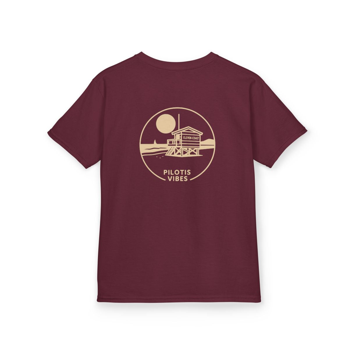 Kids Stilt Hut Tee Pilotis Vibes #en:color_maroon,fr:couleur_bordeaux