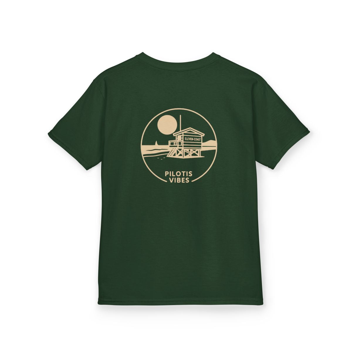 Kids Stilt Hut Tee Pilotis Vibes #en:color_forest-green,fr:couleur_vert-foret